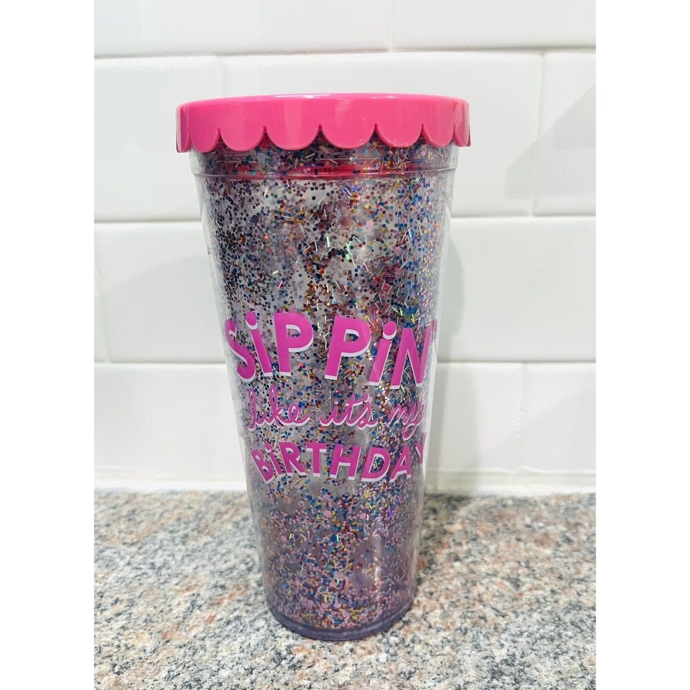 Packed Party “Sippin Like It’s My Birthday” Insulated Cup & Straw 22 oz Pink
